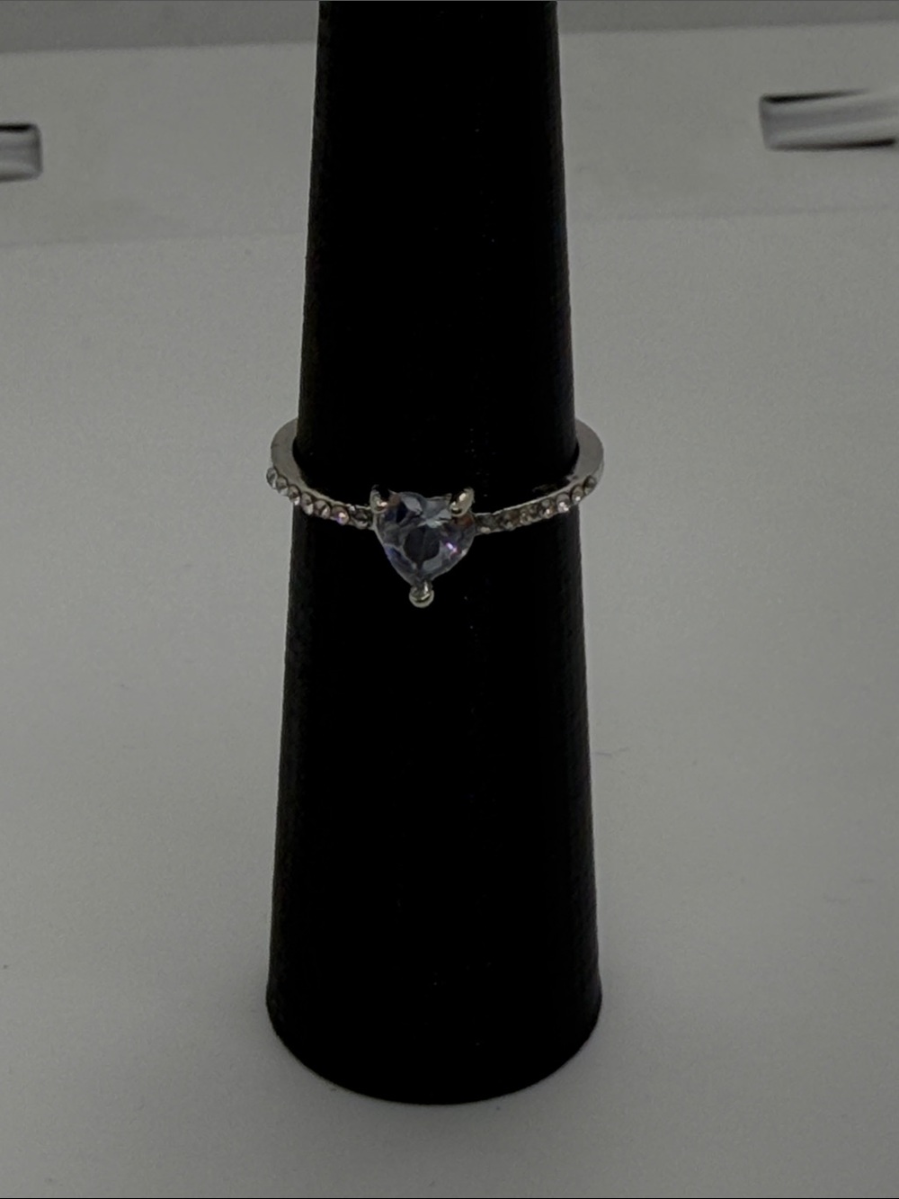 Heart-Cut Lavender Stone Sterling Ring - Women Jewelry size 9 1/2